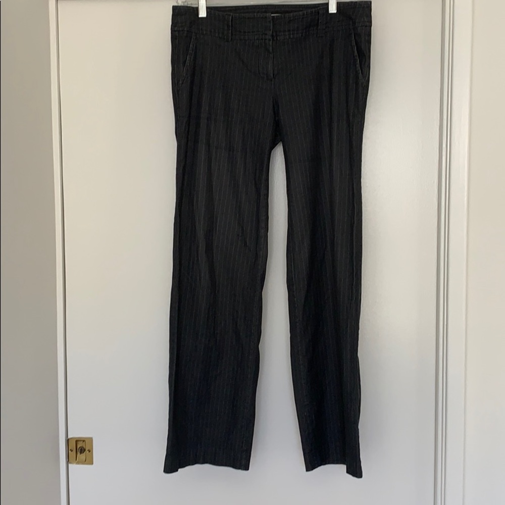 Trina Turk dark wash pin striped trouser jeans